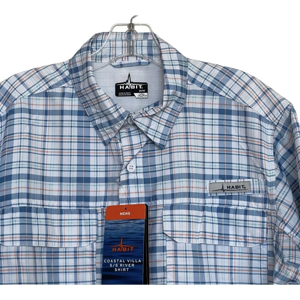 Habit Fishing Outdoor Vented Button Shirt Mesh ‎ Mens Size Medium Fishing Plaid - Picture 2 of 8